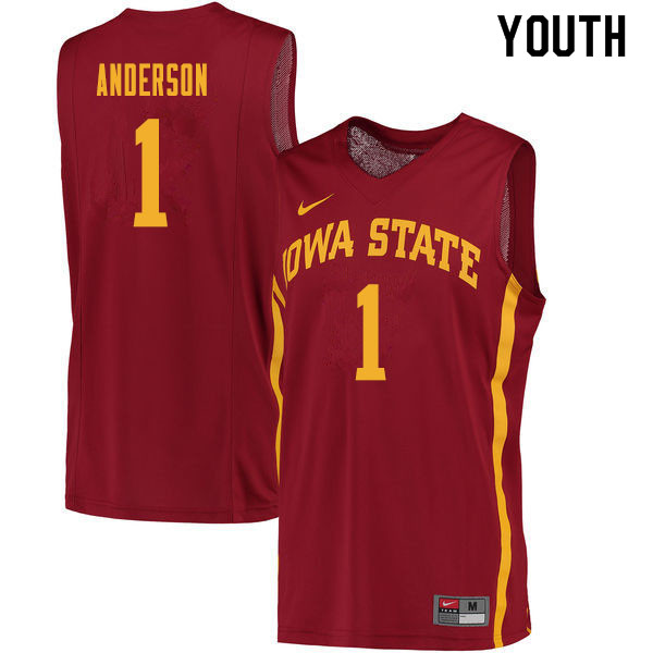 Youth #1 Luke Anderson Iowa State Cyclones College Basketball Jerseys Sale-Cardinal
